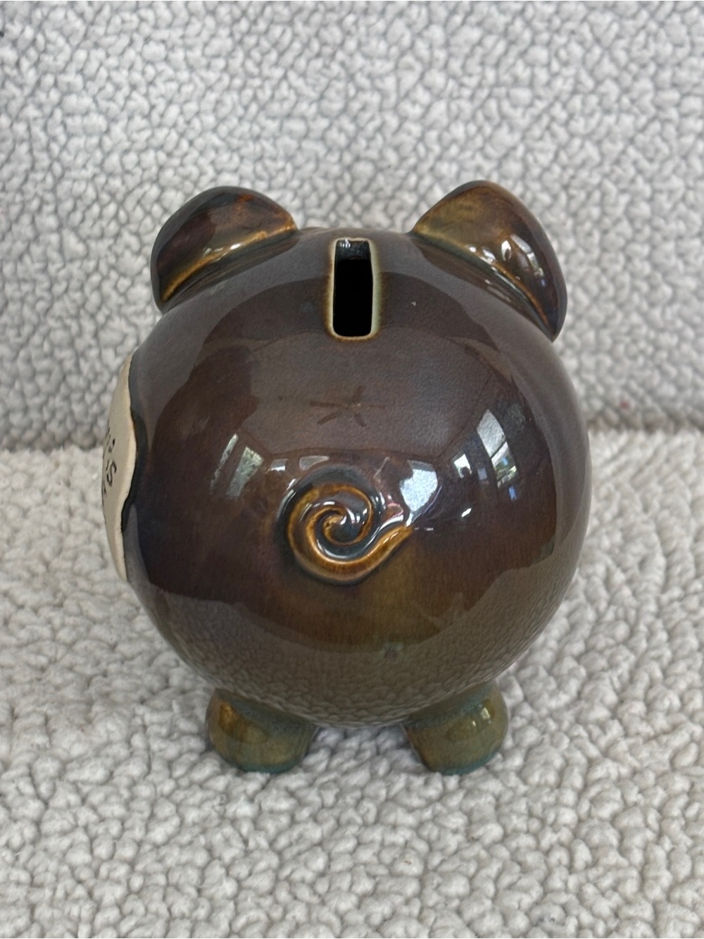 Boyds Bears Brown and Cream Ceramic Savings Piggy Bank - Picture 5 of 9